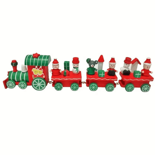 Mini Tren de Navidad de Madera Verde